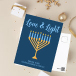 Hanukkah Kärlek & Light Anpassningsbar Blue Guld M Vykort<br><div class="desc">Cute anpassningsbar Kärlek och Light Hanukkah-vykort för en judisk familj eller en Chanukah party med synagog. Anpassa dessa vykort för söt med eget efternamn eller gruppinformation i blått under söt guld menorah.</div>