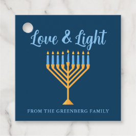 Hanukkah Kärlek & Light Anpassningsbar Menorah Blu Gåvor Etiketter