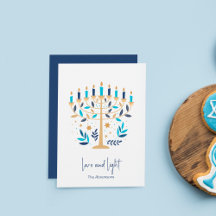 Hanukkah Kärlek & Light Blommigt Menorah Card