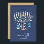 Hanukkah Kärlek & Light Blommigt Menorah Card Julkort<br><div class="desc">Hanukkah Kärlek & Light Blommigt Menorah Card. Anpassa anpassningsbarna ovan. Du hittar ytterligare samordningsobjekt i vår "Blommigt Hanukkah Menorah och Dreidel"-samling.</div>