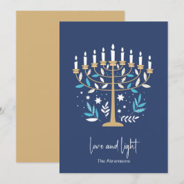 Hanukkah Kärlek & Light Blommigt Menorah Card Julkort