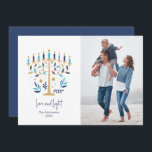 Hanukkah Kärlek & Light Blommigt Menorah-fotokort Julkort<br><div class="desc">Hanukkah Kärlek & Light Blommigt Menorah Photo Card. Anpassa anpassningsbarna ovan. Du hittar ytterligare samordningsobjekt i vår "Blommigt Hanukkah Menorah och Dreidel"-samling.</div>