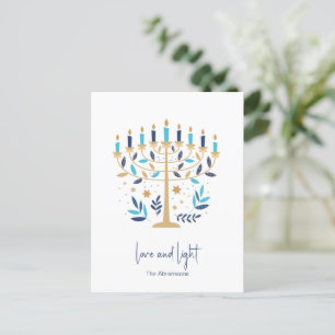 Hanukkah Kärlek & Light Blommigt Menorah Helg Vykort