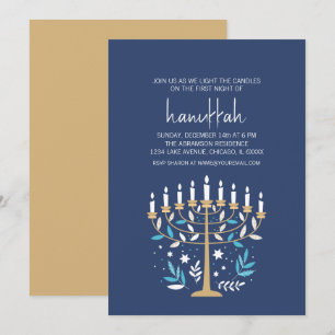 Hanukkah Kärlek & Light Blommigt Menorah Julfest Inbjudningar
