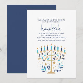 Hanukkah Kärlek & Light Blommigt Menorah Julfest Inbjudningar