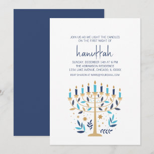 Hanukkah Kärlek & Light Blommigt Menorah Julfest Inbjudningar
