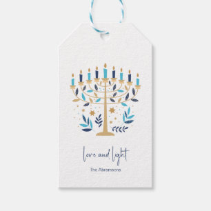 Hanukkah Kärlek & Light Blommigt Menorah Presentetikett