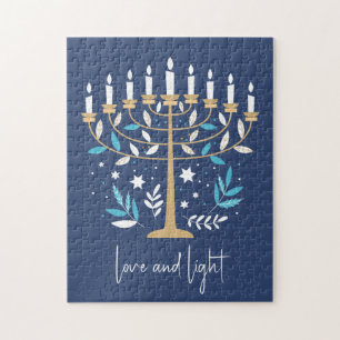 Hanukkah Kärlek & Light Blommigt Menorah Pussel