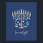 Hanukkah Kärlek & Light Blommigt Menorah Sign Poster<br><div class="desc">Hanukkah Kärlek & Light Blommigt Menorah Poster. Anpassa anpassningsbarna ovan. Du hittar ytterligare samordningsobjekt i vår "Blommigt Hanukkah Menorah och Dreidel"-samling.</div>