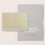 HANUKKAH Kärlek Light LaughFunky Typography Folierat Kort<br><div class="desc">Real Gold Foil tillför klass till vårt LYCKLIG HANUKKAH Kärlek Light LaughCard som säger allt! Skicka din bra önskemål och upptäck någons dag.Det här kortet är ett fantastiskt sätt att önska familj och vänner en Lycklig Chanukah-utdragen som innefattar KÄRLEK LIGHT LAUGHTER. Jag har en liten dröm, Shine Bright och Light...</div>