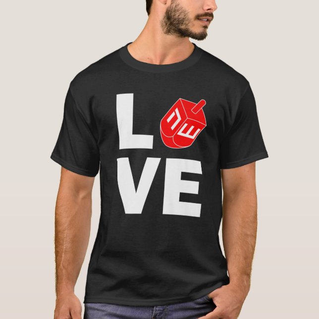 Hanukkah Kärlek Vintage Dreidel Jewish Helgdag T Shirt (Framsida)