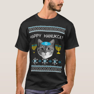 Hanukkah Kat Ugly Tee Lycklig Hanukcat