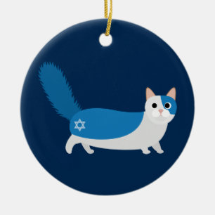 Hanukkah katt julgransprydnad keramik