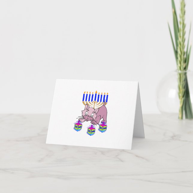 Hanukkah Kattunge Helgkort (Framsida)