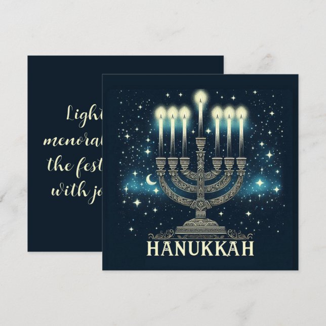 Hanukkah Kort (Fram/baksida)