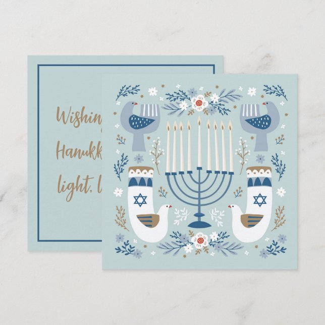 Hanukkah Kort (Fram/baksida)