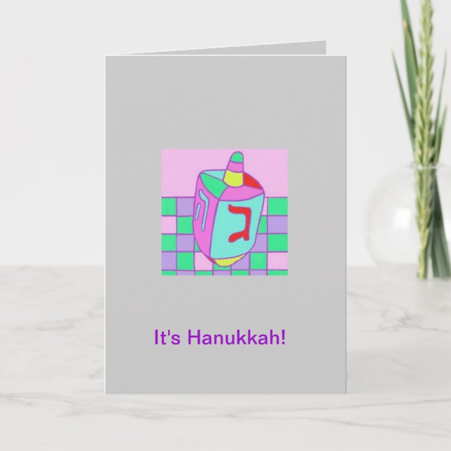 Hanukkah-kort: "Dreidel" Helgkort (Framsida)