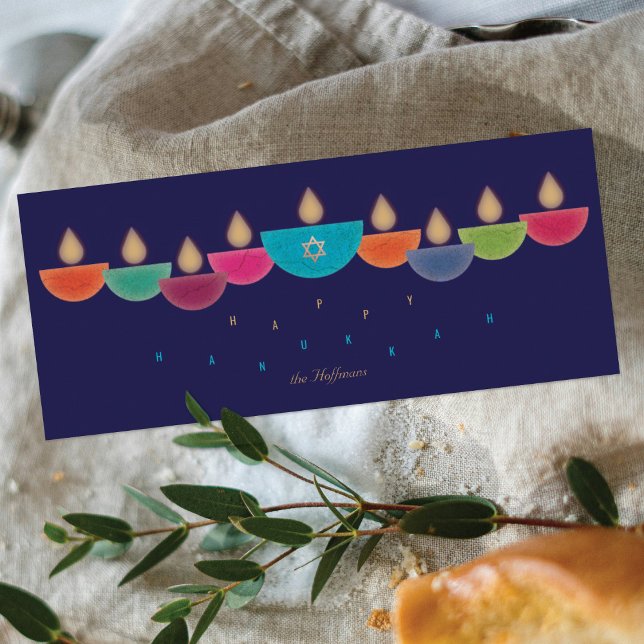 Hanukkah-kort | Färgrik oljelampa Menorah | Marinb (Skapare uppladdad)