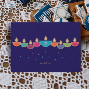 Hanukkah-kort Färgrik oljelampa Menorah Marinb Inbjudningar