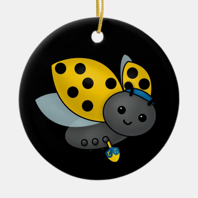 Hanukkah Ladybug Julgransprydnad Keramik (Framsidan)