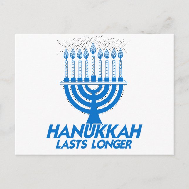 HANUKKAH LASTS LONGER -.png Helg Vykort (Framsida)