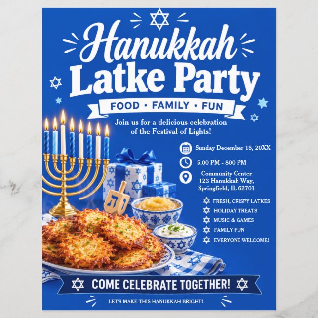 Hanukkah Latke Fest Flyer (Framsidan)