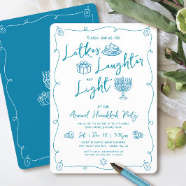 Hanukkah Latke Latter Ljus Rolig Whimsical Fest Inbjudningar