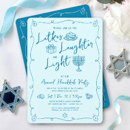 Hanukkah Latke Latter Ljus Turkos Klotter Fest Inbjudningar