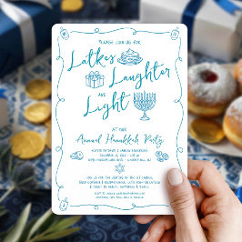 Hanukkah Latke Latter Ljus Whimsical Kul Doodle Inbjudningar