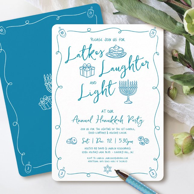 Hanukkah Latke Laughter Light Fun Whimsical Party Inbjudningar (Skapare uppladdad)
