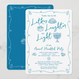 Hanukkah Latke Laughter Light Whimsical Fun Doodle Inbjudningar
