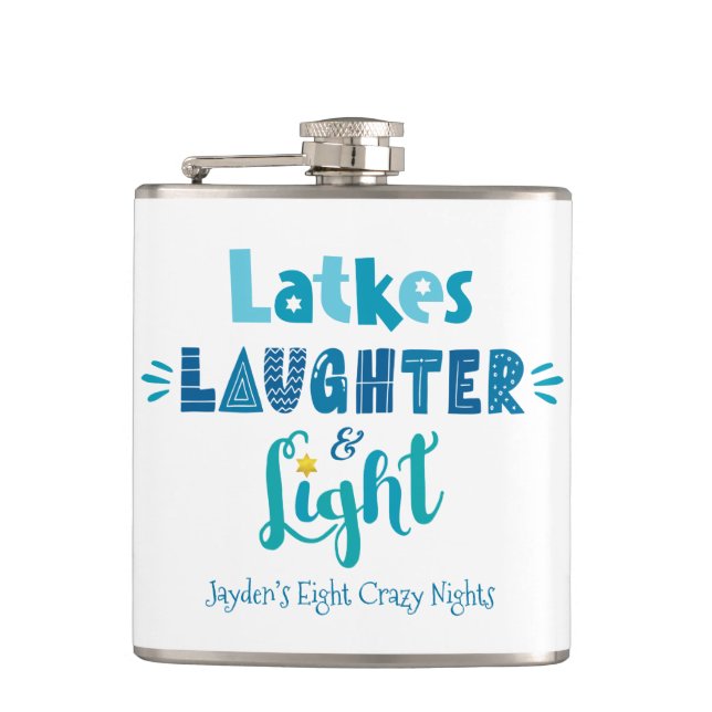 Hanukkah Latkes Laughlight Funny Anpassat namn Fickplunta (Framsidan)