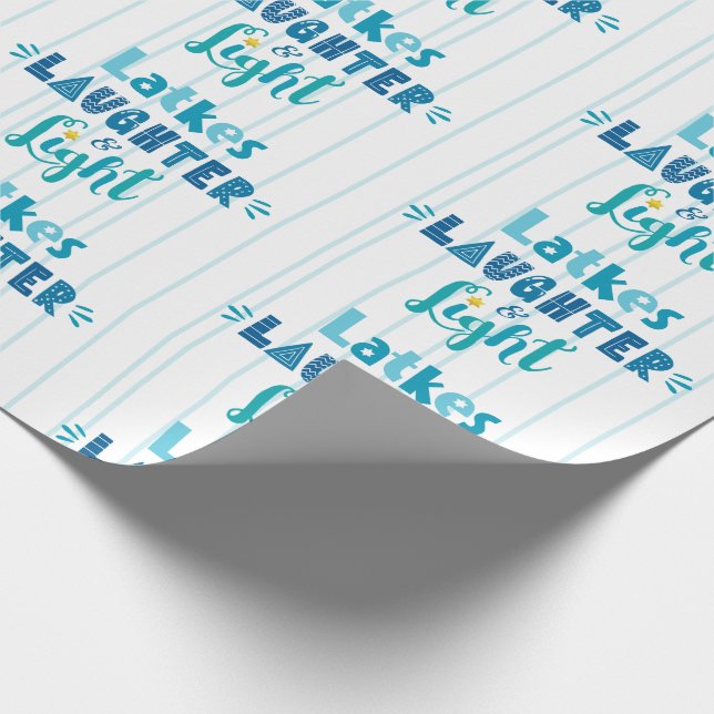 Hanukkah Latkes LaughLight Modern Typography Presentpapper (Hörn)