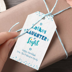 Hanukkah Latkes LaughLight Typography Rustic Presentetikett