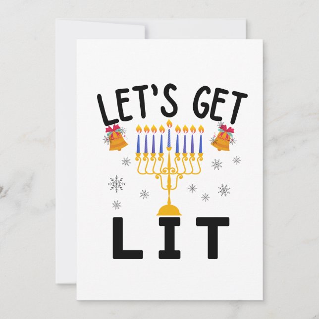 Hanukkah Let's Get Lit T-Shirt Inbjudningar (Framsida)