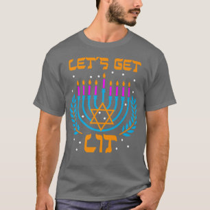 Hanukkah Lets hämta Lit Menorah Funny Hebrew Jewis T Shirt