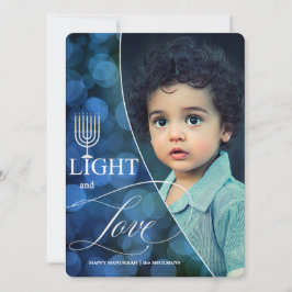 Hanukkah Light och Kärlek med Namn och Photo Julkort