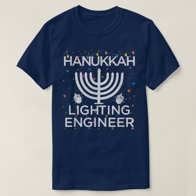 Hanukkah Lighting Engineer Jewish Menorah Lights D T Shirt (Design framsida)