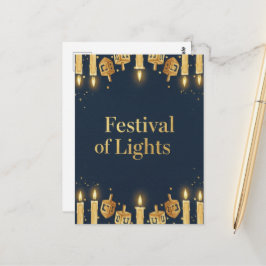 Hanukkah Lights Postcard Vykort