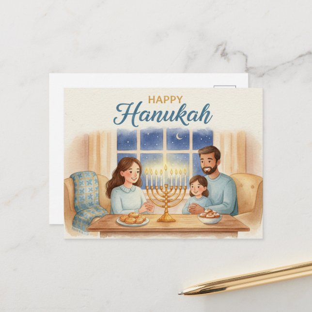 Hanukkah Lights Postcard Vykort (Fram/Back In Situ)