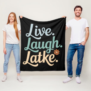 Hanukkah Live Laugh Latke Rolig Högtid Familj Fleecefilt
