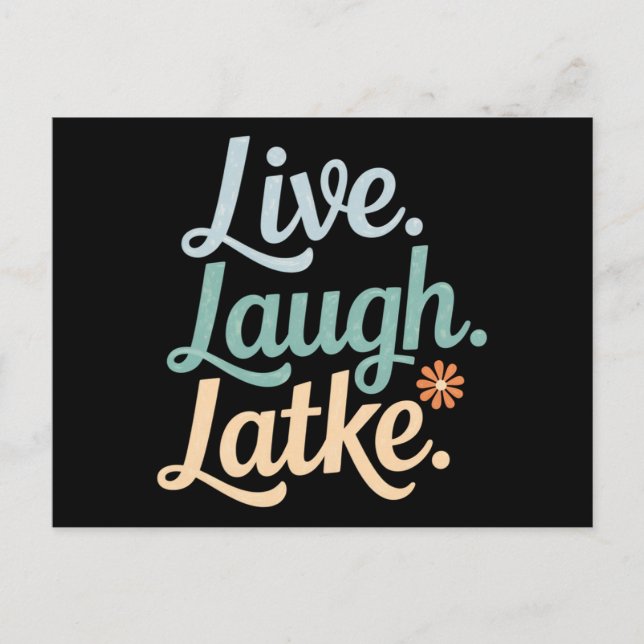 Hanukkah Live Laugh Latke Rolig Högtid Familj Vykort (Framsida)