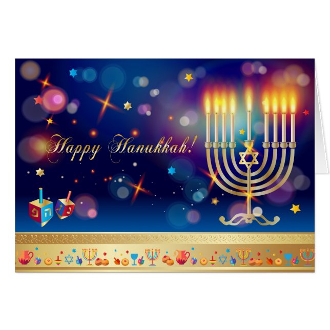 Hanukkah Ljus festival Helgdag Menorah Card Hälsningskort (Framsidan Horizontal)