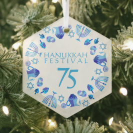 Hanukkah Ljus-festivalen 75:e Blue Julgransdekoration