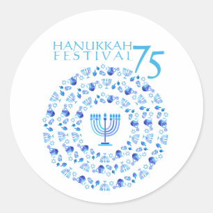 Hanukkah Ljus-festivalen i 75:e Runt Klistermärke