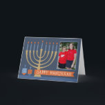 Hanukkah Ljus hälsningskort med foto Helgkort<br><div class="desc">ett foto av din familj i den här vackra designen för Hanukkah!</div>