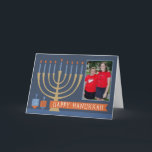 Hanukkah Ljus hälsningskort med foto Helgkort<br><div class="desc">ett foto av din familj i den här vackra designen för Hanukkah!</div>