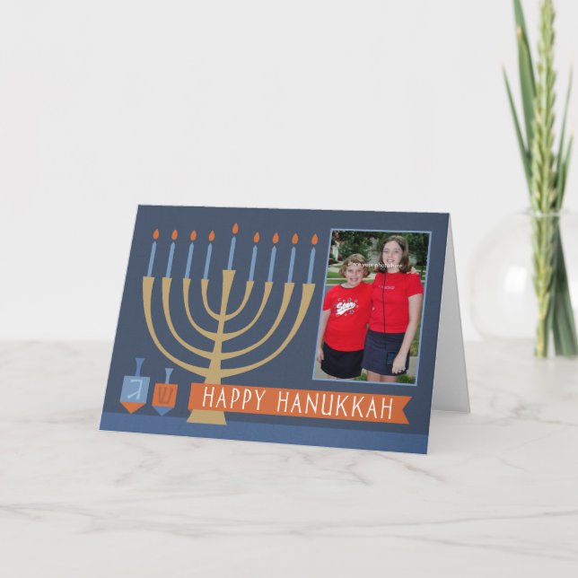 Hanukkah Ljus hälsningskort med foto Helgkort (Framsida)