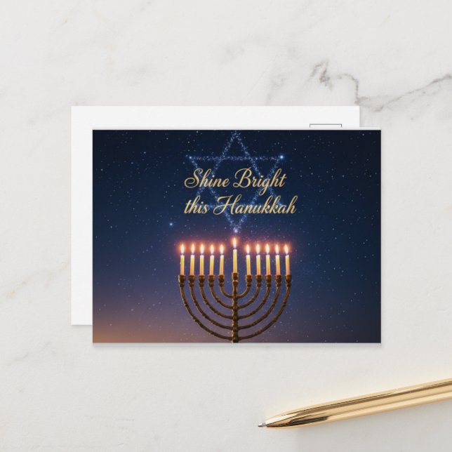 Hanukkah-ljus postkort vykort (Fram/Back In Situ)