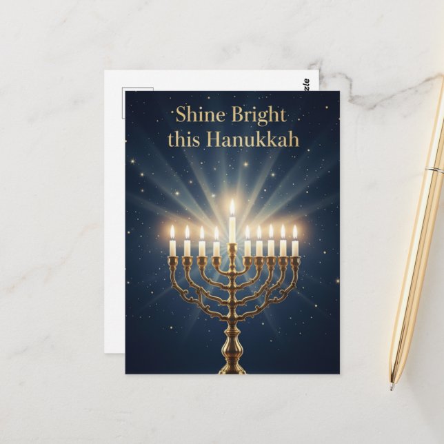 Hanukkah-ljus postkort vykort (Fram/Back In Situ)